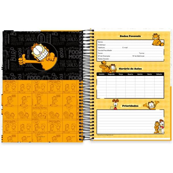 Caderno univ.capa dura 15x1 240fls Garfield 2640246 Spiral Gar PT 1 UN
