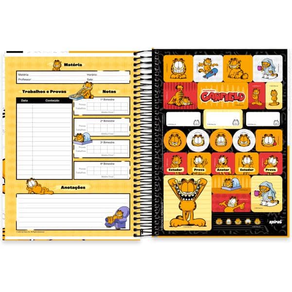 Caderno univ.capa dura 15x1 240fls Garfield 2640246 Spiral Gar PT 1 UN
