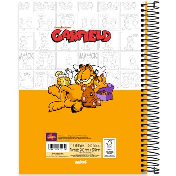 Caderno univ.capa dura 15x1 240fls Garfield 2640246 Spiral Gar PT 1 UN