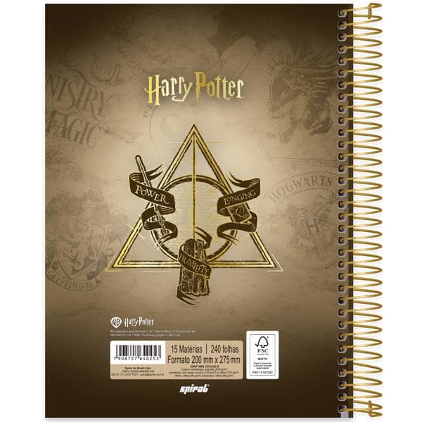 Caderno universitário Capa dura, 15 x 1, 240 folhas, Harry Potter, 2640253, Spiral Hpt - PT 1 UN
