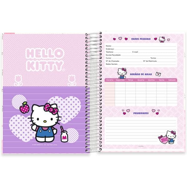 Caderno universitário capa dura, 15x1 240 folhas, Hello Kitty, 2644589, Spiral Hki - PT 1 UN