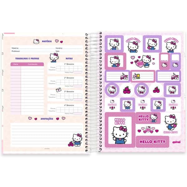 Caderno universitário capa dura, 15x1 240 folhas, Hello Kitty, 2644589, Spiral Hki - PT 1 UN