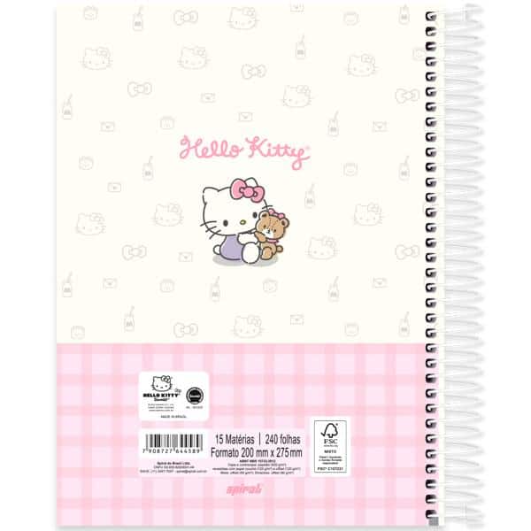 Caderno universitário capa dura, 15x1 240 folhas, Hello Kitty, 2644589, Spiral Hki - PT 1 UN
