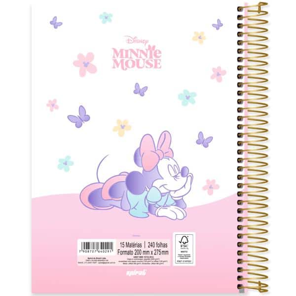 Caderno univ.capa dura 15x1 240fl Minnie sty. 2640291 Spiral Mis PT 1 UN