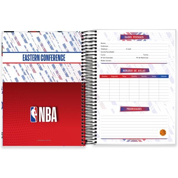 Caderno Universitário Capa Dura, 15 x 1, 240 folhas, NBA, 2640307, Spiral Nba - PT 1 UN