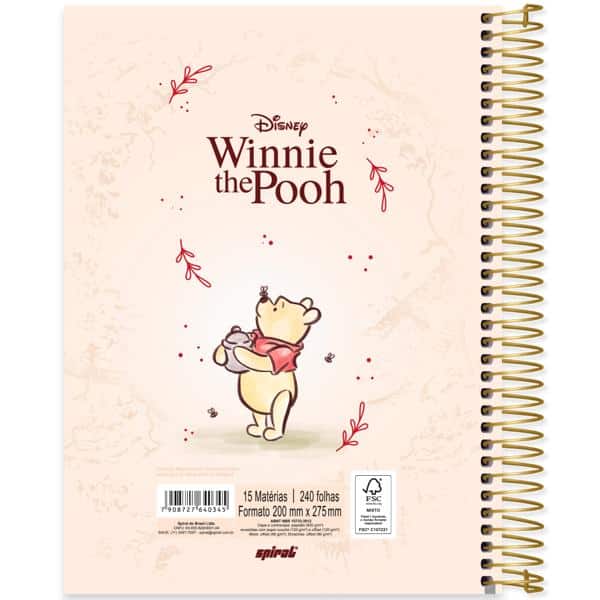Caderno univ.capa dura 15x1 240fls Pooh 2640345 Spiral Pooh PT 1 UN
