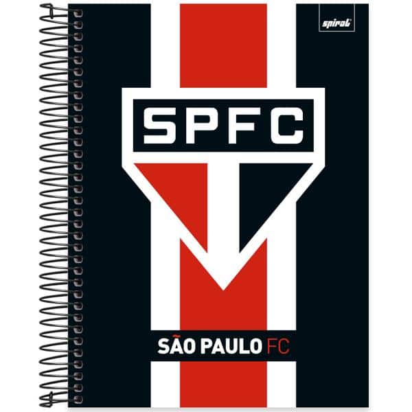 Caderno Universitário Capa Dura, 15 x 1, 240 folhas, São Paulo, 2640369, Spiral SPFC - PT 1 UN