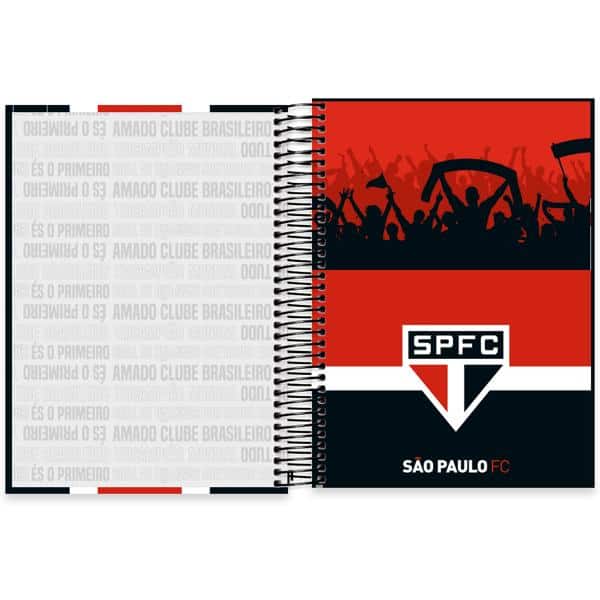 Caderno Universitário Capa Dura, 15 x 1, 240 folhas, São Paulo, 2640369, Spiral SPFC - PT 1 UN