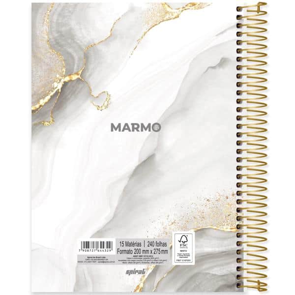 Caderno univ.capa dura 15x1 240fls Marmo 2644329 Spiral Mrm PT 1 UN