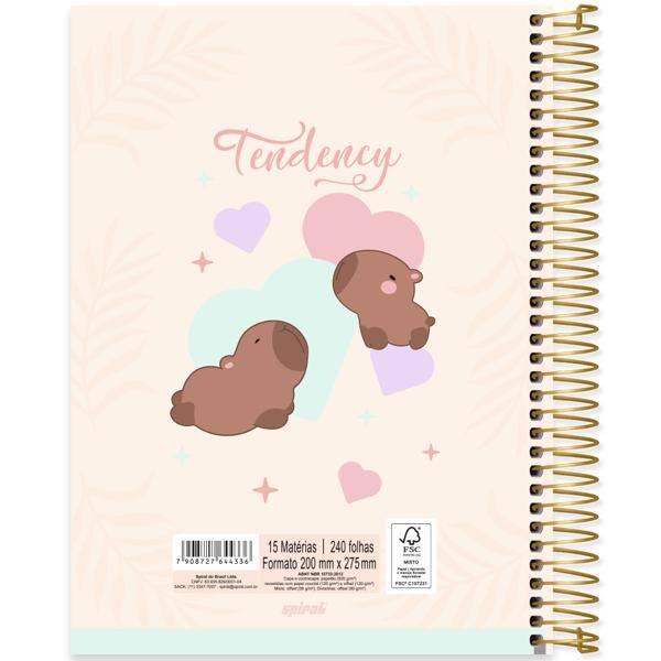 Caderno univ.capa dura 15x1 240fls Capivara 2644336 Spiral Ten PT 1 UN