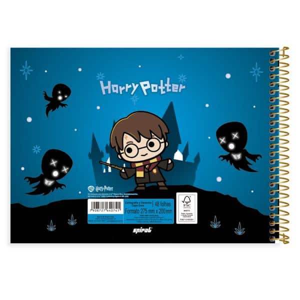 Caderno de cartografia e desenho, Capa dura, 48 folhas, Harry Potter Charms, 2640741, Spiral Hpc - PT 1 UN