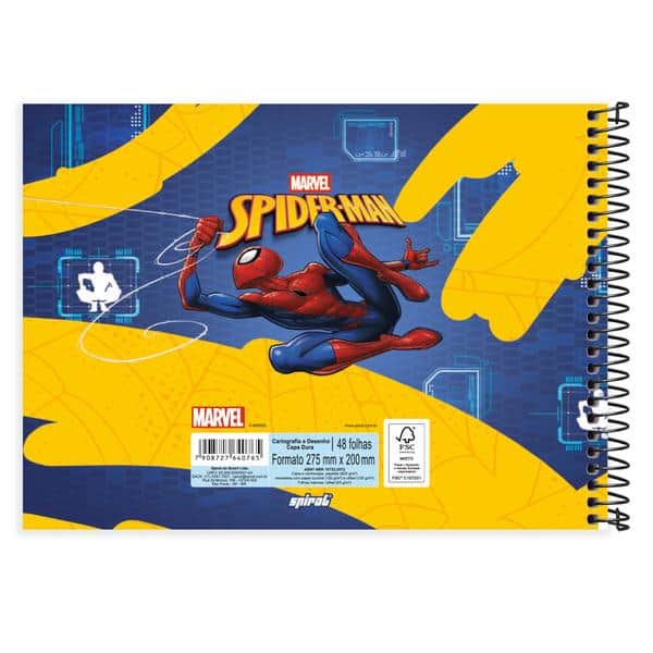 Caderno de cartografia e desenho, Capa dura, 48 folhas, Homem-Aranha, 2640765, Spiral Mha - PT 1 UN