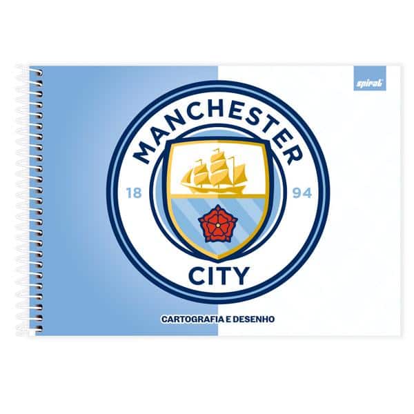 Caderno de cartografia e desenho, Capa dura, 48 folhas, Manchester City, 2640772, Spiral - PT 1 UN