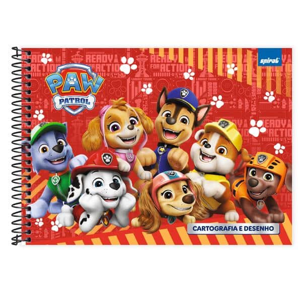 Caderno de cartografia e desenho, Capa dura, 48 folhas, Patrulha Canina, 2640789, Spiral Ptc- PT 1 UN