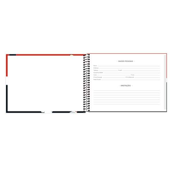 Caderno de cartografia e desenho, Capa dura, 48 folhas, São Paulo, 2640802, Spiral SPFC - PT 1 UN