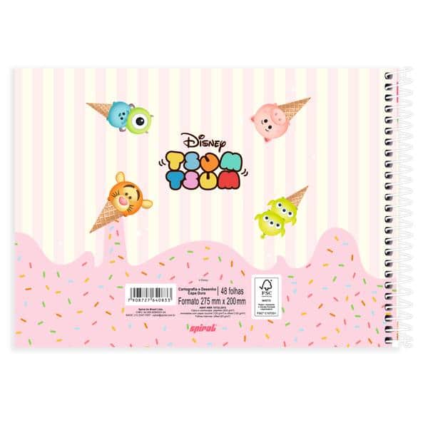 Caderno Cartografia e Desenho Capa Dura 48 Folhas, Disney Tsum Tsum, 2640833, Spiral Tsum - PT 1 UN