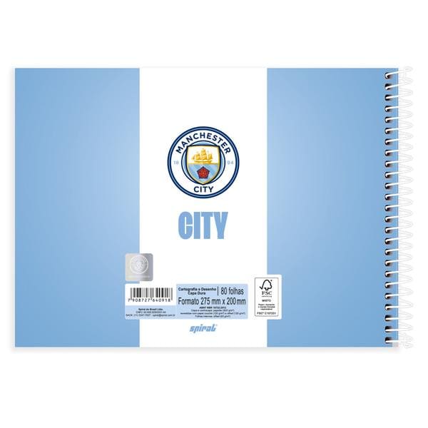 Caderno de cartografia e desenho, Capa dura, 80 folhas, Manchester City, 2640918, Spiral Mc - PT 1 UN Caderno de cartografia e desenho, Capa dura, 80 folhas, Manchester City, 2640918, Spiral Mc - PT 1 UN