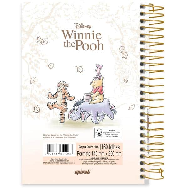 Caderno 1/4, Capa dura, espiral, 160 folhas, Ursinho Pooh, 2641267, Spiral Pooh - PT 1 UN Caderno 1/4, Capa dura, espiral, 160 folhas, Ursinho Pooh, 2641267, Spiral Pooh - PT 1 UN