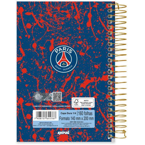 Caderno 1/4, Capa dura, espiral, 160 folhas, PSG, 2644787, Spiral Psg - PT 1 UN