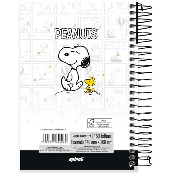 Caderno 1/4, Capa dura, espiral, 160 folhas, Snoopy, 2641274, Spiral Sno - PT 1 UN