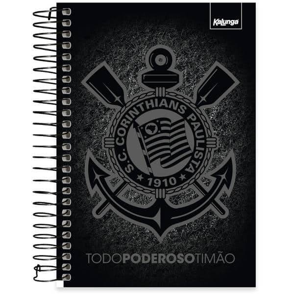 Caderno 1/4, Capa dura, Espiral, 80 folhas, Corinthians, 2641304, Spiral Sccp - PT 1 UN