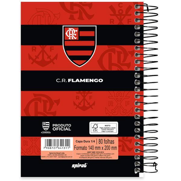 Caderno 1/4, Capa dura, Espiral, 80 folhas, Flamengo, 2641311, Spiral Fla - PT 1 UN