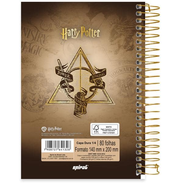 Caderno 1/4 espiral capa dura 80fls H.Potter 2641328 Spiral Hpt PT 1 UN