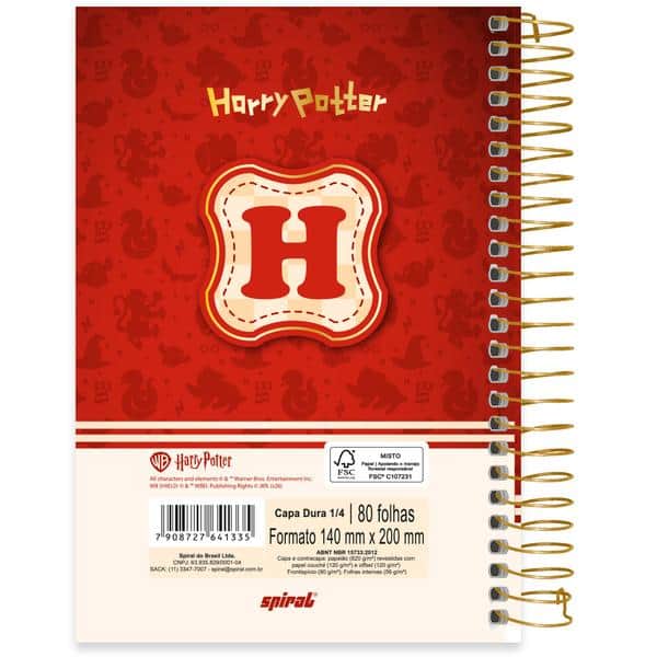 Caderno 1/4 espiral capa dura 80fls HP Charms 2641335 Spiral Hpc PT 1 UN