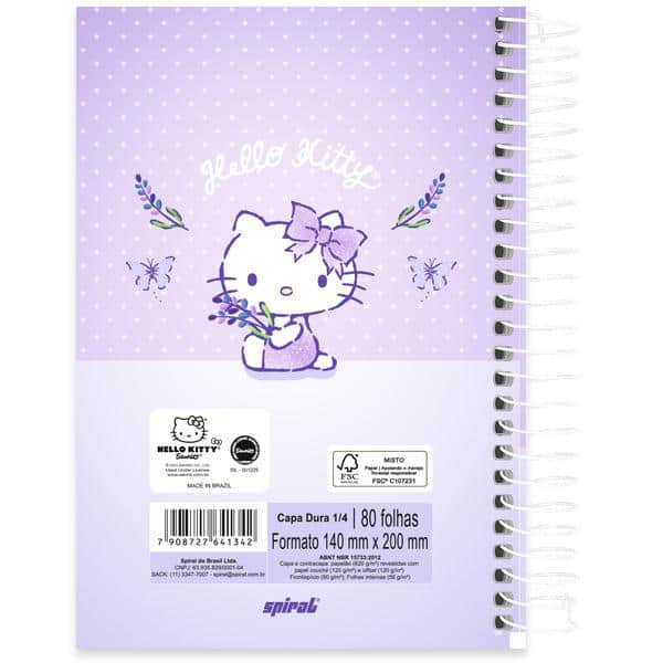 Caderno 1/4, Capa dura, Espiral, 80 folhas, Hello Kitty,2641342, Spiral Hki - PT 1 UN Caderno 1/4, Capa dura, Espiral, 80 folhas, Hello Kitty,2641342, Spiral Hki - PT 1 UN