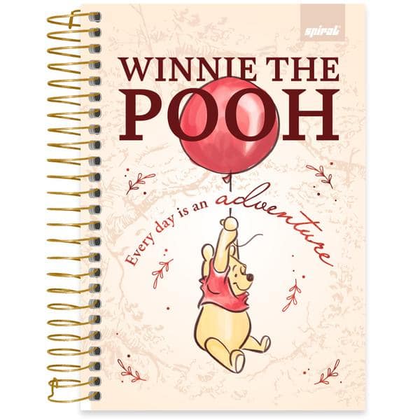 Caderno 1/4, Capa dura, Espiral, 80 folhas, Ursinho Pooh, 2641120, Spiral Pooh - PT 1 UN