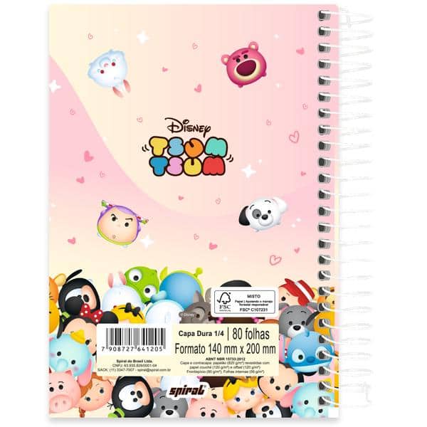 Caderno 1/4, Capa dura, Espiral, 80 folhas, Disney Tsum Tsum, 2641205, Spiral Tsum - PT 1 UN Caderno 1/4, Capa dura, Espiral, 80 folhas, Disney Tsum Tsum, 2641205, Spiral Tsum - PT 1 UN