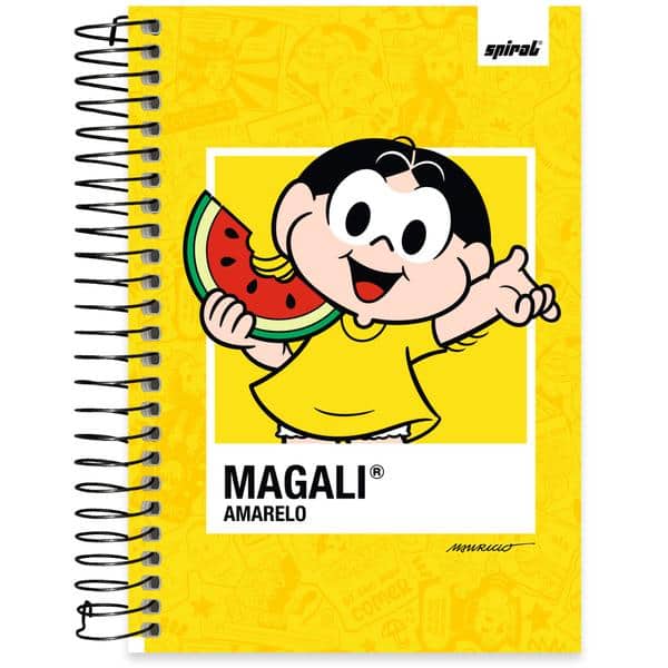 Caderno 1/4 , Capa dura, Espiral, 80 folhas, Turma da Mônica, Magali, 2641212, Spiral Tdm - PT 1 UN