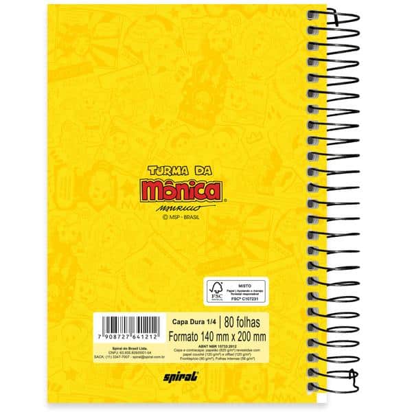 Caderno 1/4 , Capa dura, Espiral, 80 folhas, Turma da Mônica, Magali, 2641212, Spiral Tdm - PT 1 UN