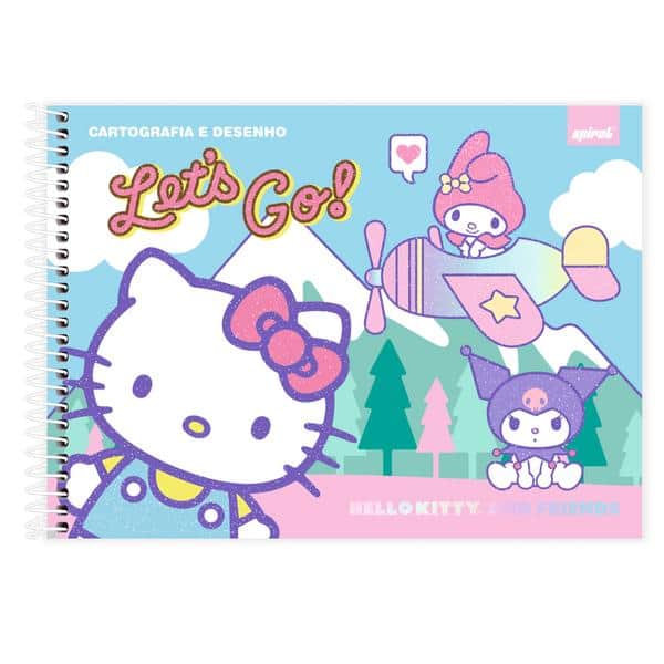 Caderno de cartografia e desenho, Capa dura, 80 folhas, Hello Kitty e amigos, 2647320, Spiral Hka - PT 1 UN Caderno de cartografia e desenho, Capa dura, 80 folhas, Hello Kitty e amigos, 2647320, Spiral Hka - PT 1 UN