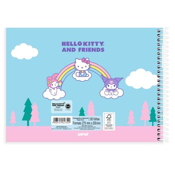 Caderno de cartografia e desenho, Capa dura, 80 folhas, Hello Kitty e amigos, 2647320, Spiral Hka - PT 1 UN Caderno de cartografia e desenho, Capa dura, 80 folhas, Hello Kitty e amigos, 2647320, Spiral Hka - PT 1 UN