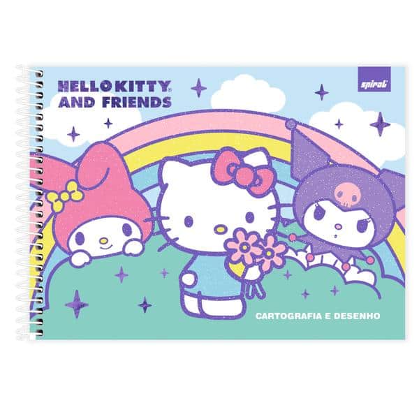 Caderno Cartografia e Desenho Capa Dura 48 Folhas, Hello Kitty e Amigos, 2647313, Spiral Hka - PT 1 UN PT 1 UN