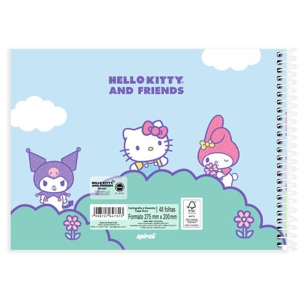 Caderno Cartografia e Desenho Capa Dura 48 Folhas, Hello Kitty e Amigos, 2647313, Spiral Hka - PT 1 UN PT 1 UN