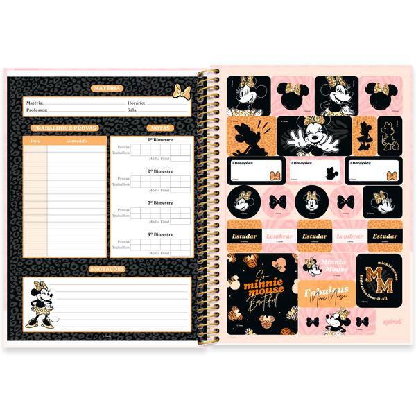 Caderno universitário capa dura, 1x1 80 folhas, Minnie Clássica, 2645111, Spiral Mn - PT 1 UN