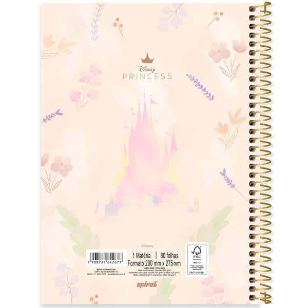 Caderno Universitário Capa Dura, 1 x 1, 80 Folhas, Princesas Disney, 2642677, Spiral Pn - PT 1 UN Caderno Universitário Capa Dura, 1 x 1, 80 Folhas, Princesas Disney, 2642677, Spiral Pn - PT 1 UN