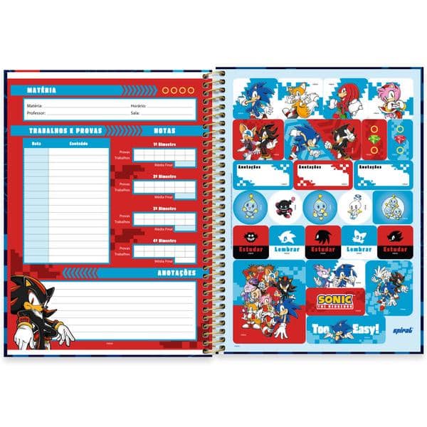 Caderno univ.capa dura 1x1 80fls Sonic 2645128 Spiral Snc PT 1 UN