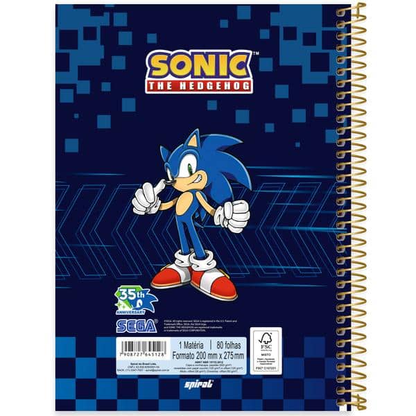 Caderno univ.capa dura 1x1 80fls Sonic 2645128 Spiral Snc PT 1 UN