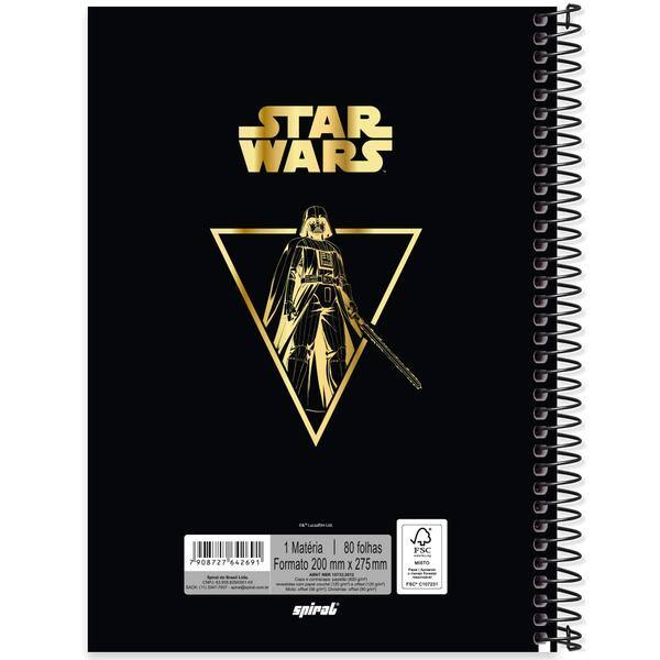 Caderno Universitário Capa Dura, 1 x 1, 80 folhas, Star Wars, 2642691, Spiral Starw - PT 1 UN Caderno Universitário Capa Dura, 1 x 1, 80 folhas, Star Wars, 2642691, Spiral Starw - PT 1 UN