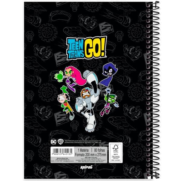 Caderno Universitário Capa Dura, 1 x 1, 80 folhas, Teen Titans Go, 2645135, Spiral Ttg - PT 1 UN Caderno Universitário Capa Dura, 1 x 1, 80 folhas, Teen Titans Go, 2645135, Spiral Ttg - PT 1 UN