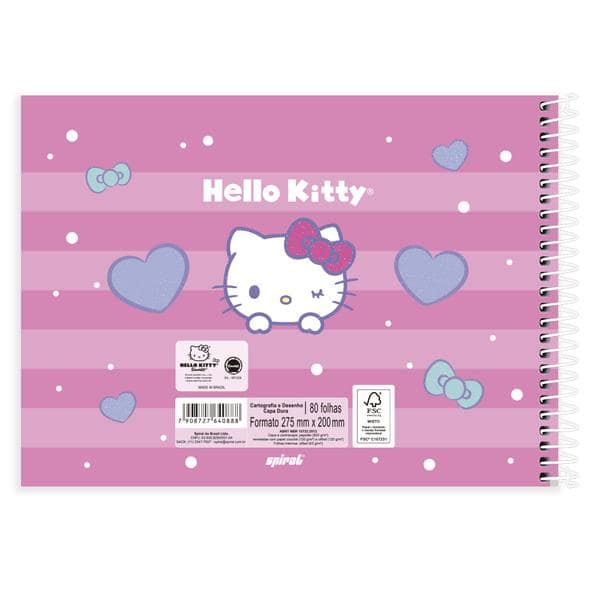 Caderno de cartografia e desenho, Capa dura, 80 folhas, Hello Kitty, 2640888, Spiral Hki - PT 1 UN
