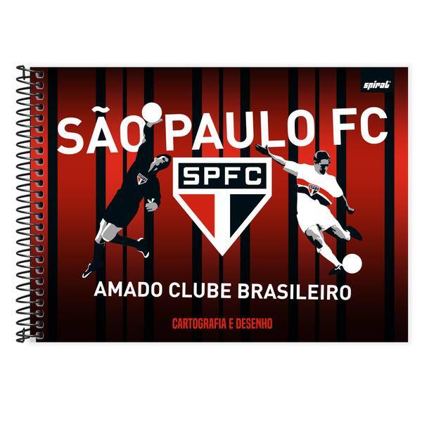 Caderno de cartografia e desenho, Capa dura, 80 folhas, São Paulo FC, 2640970, Spiral SPFC - PT 1 UN