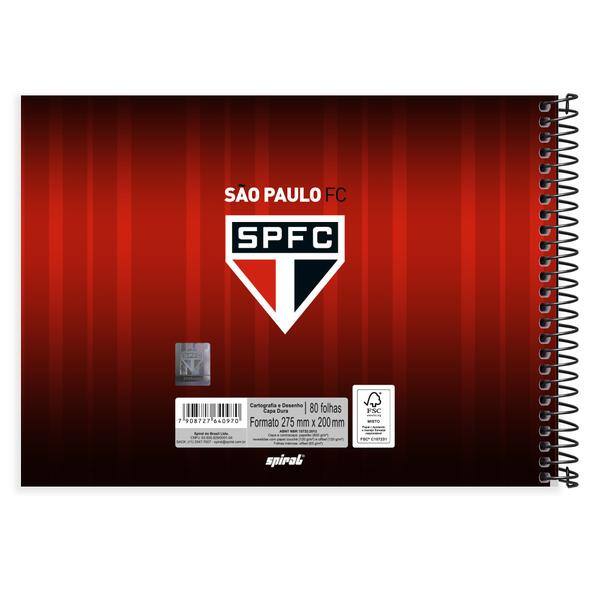 Caderno de cartografia e desenho, Capa dura, 80 folhas, São Paulo FC, 2640970, Spiral SPFC - PT 1 UN