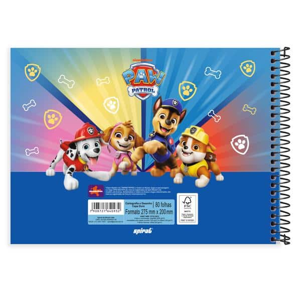 Caderno de cartografia e desenho, Capa dura, 80 folhas, Patrulha Canina, 2640932, Spiral Ptc - PT 1 UN Caderno de cartografia e desenho, Capa dura, 80 folhas, Patrulha Canina, 2640932, Spiral Ptc - PT 1 UN