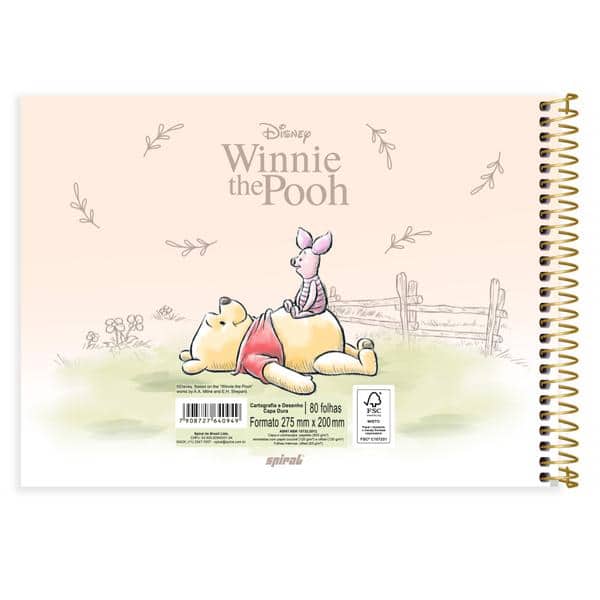derno de cartografia e desenho, Capa dura, 80 folhas, Ursinho Pooh, 2640949, Spiral Pooh - PT 1 UN derno de cartografia e desenho, Capa dura, 80 folhas, Ursinho Pooh, 2640949, Spiral Pooh - PT 1 UN