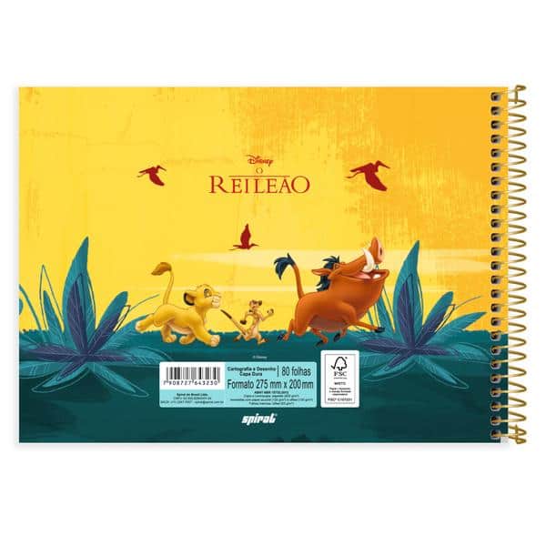 Caderno de cartografia e desenho, Capa dura, 80 folhas, Rei Leão, 2643230, Spiral Rei - PT 1 UN Caderno de cartografia e desenho, Capa dura, 80 folhas, Rei Leão, 2643230, Spiral Rei - PT 1 UN