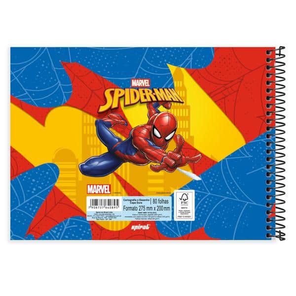 Caderno de cartografia e desenho, Capa dura, 80 folhas, Homem Aranha, 2640895, Spiral Mha - PT 1 UN Caderno de cartografia e desenho, Capa dura, 80 folhas, Homem Aranha, 2640895, Spiral Mha - PT 1 UN